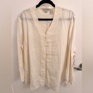 J. Jill Off-White Linen Blouse